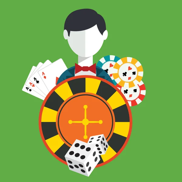 Hazardzista, kasyno zestaw ikon — Wektor stockowy