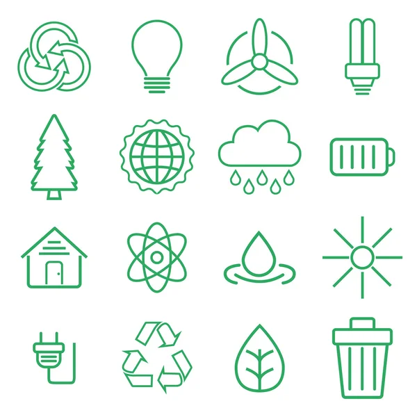 Línea delgada moderna Ecología iconos — Vector de stock