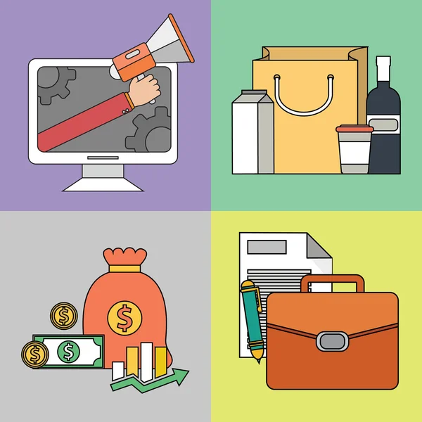 Icons on the theme of business — Stock Vector