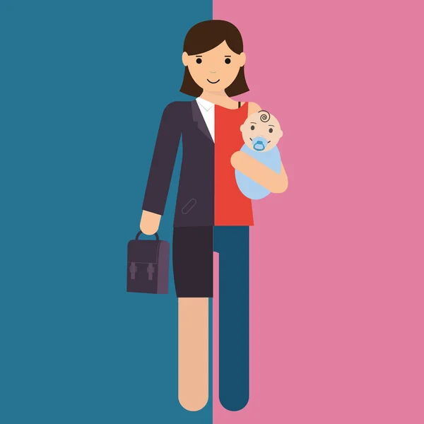 Career and motherhood divided — 스톡 벡터