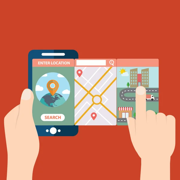 Application mobile pour la localisation et la navigation — Image vectorielle