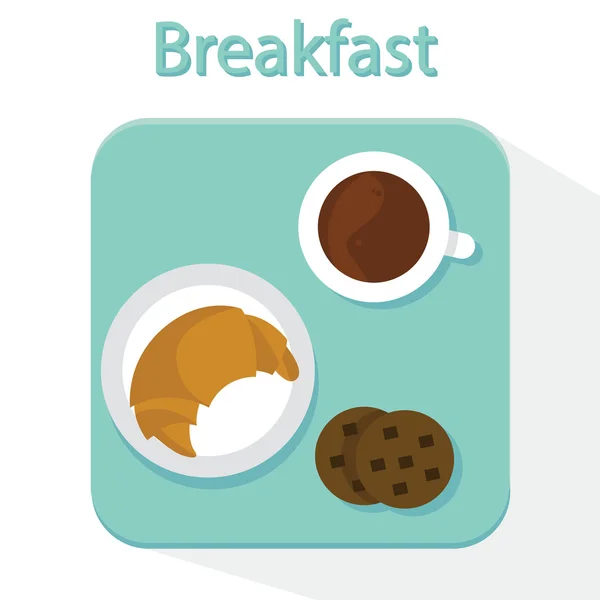 Conceito de pequeno-almoço com croissant fresco — Vetor de Stock