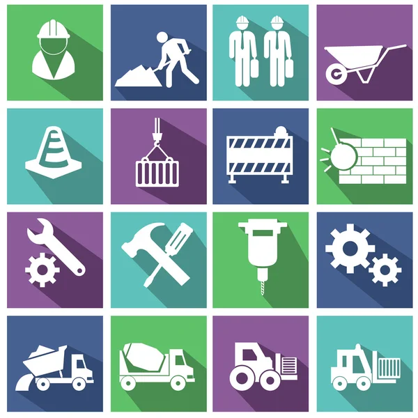 Flat construction icon set — Stock Vector