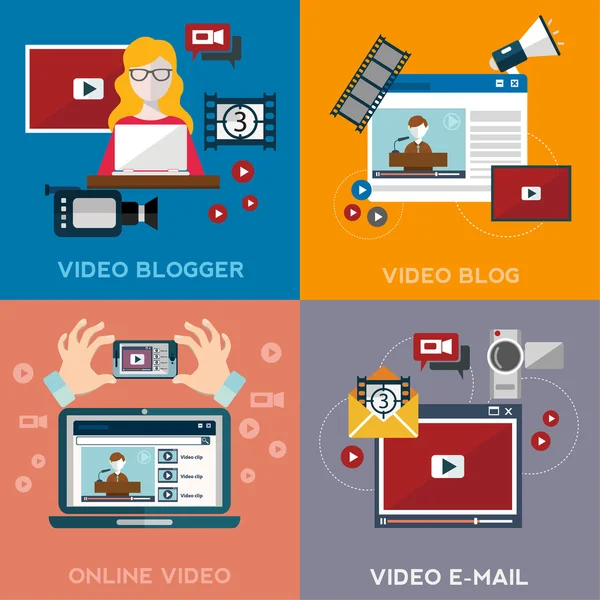 Online video-blog koncepció — Stock Vector