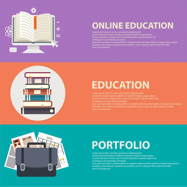 Online education and business portfolio banners — Stock Vector