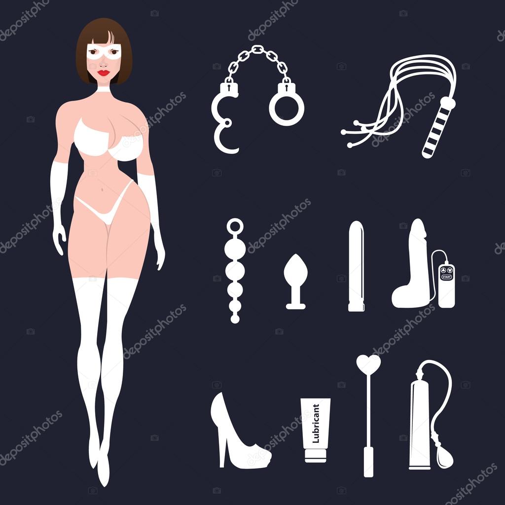 Sexy woman in lingerie with sex toys Stock Vector by ©royalty 81093054 image image