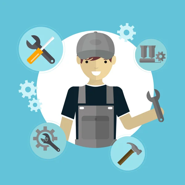 Concept of mechanic with tools — Stock Vector