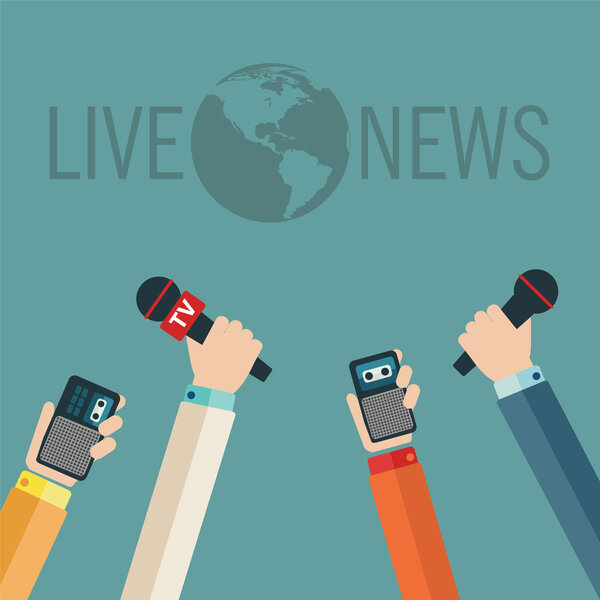 Концепция журналистики в плоском стиле.
