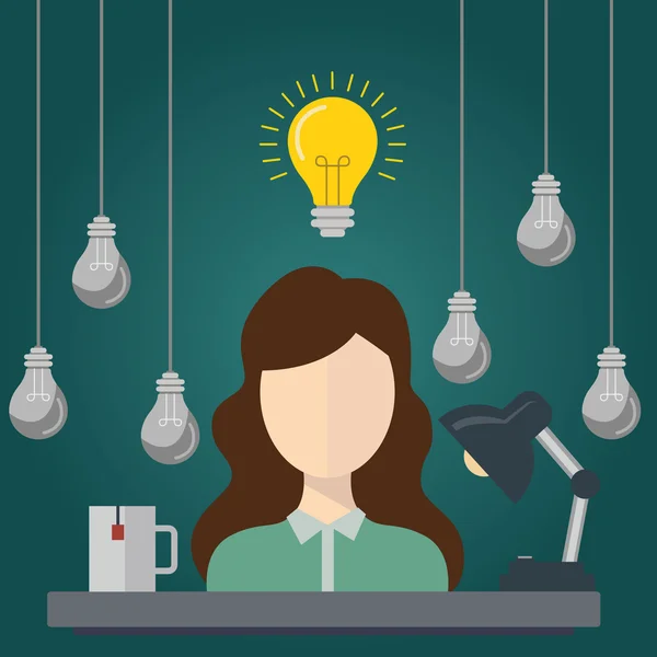 Mujer de negocios con ideas . — Vector de stock