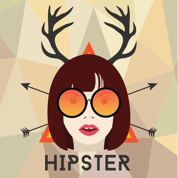 Gadis hipster berkacamata - Stok Vektor