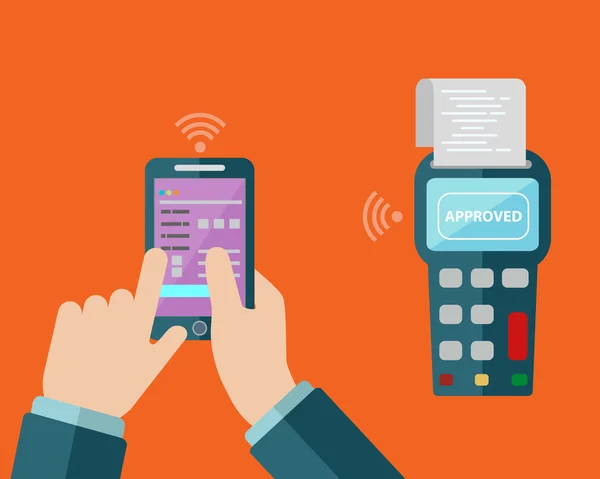 Paiement mobile via smartphone — Image vectorielle