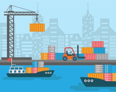 konteyner gemisi terminal yük limanda
