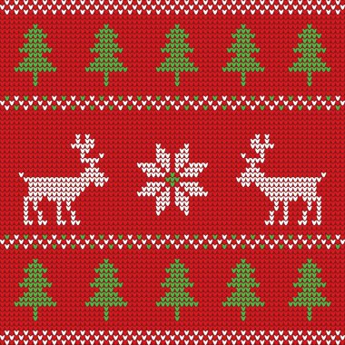 Geyik ile kırmızı örgü kazak