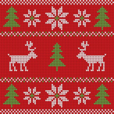 Kırmızı örgü Noel kazağı deer ile