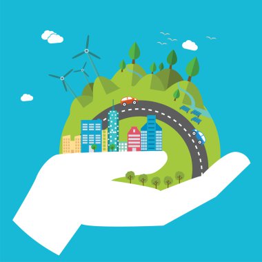 Environmental protection in flat style