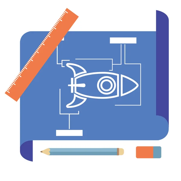 Plano con nave espacial moderna — Vector de stock