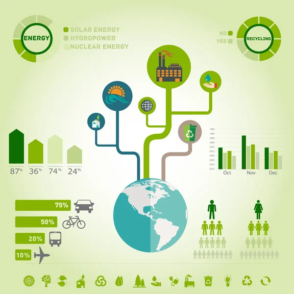 Raccolta grafica informazioni di riciclaggio — Vettoriale Stock