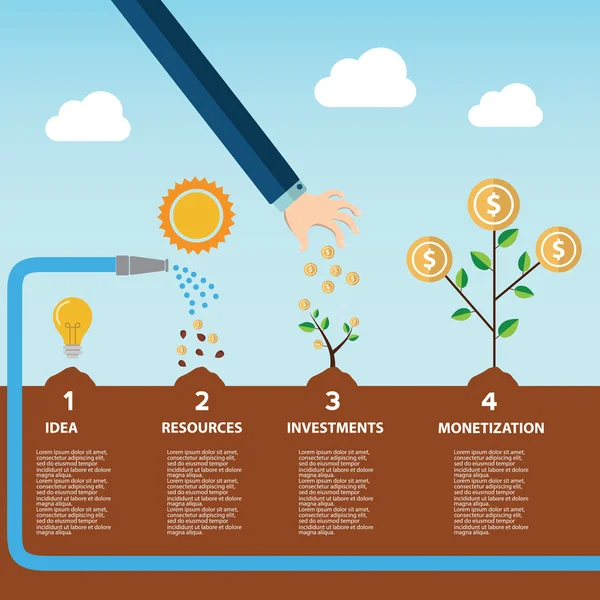 Money tree in four steps — Stock Vector