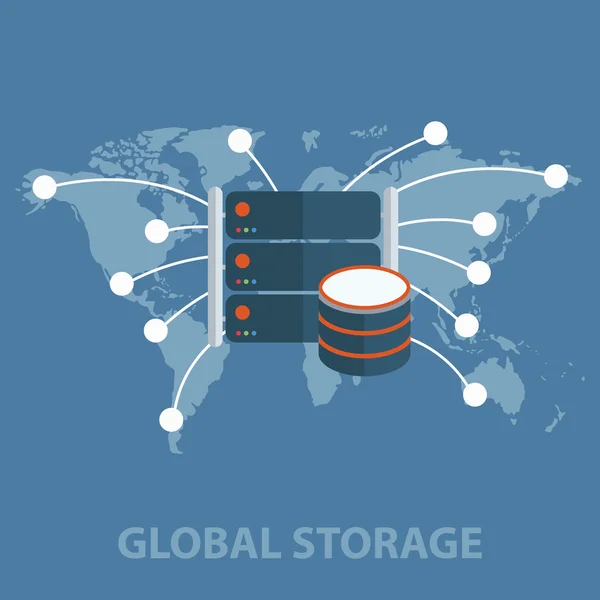 Big data e ilustração de armazenamento global —  Vetores de Stock