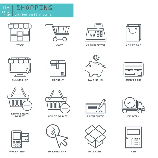 Iconos de línea de productos de tienda de mercado — Archivo Imágenes Vectoriales