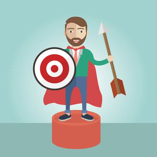Target businessman superhero — Stock Vector