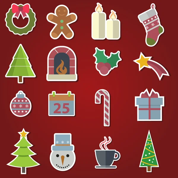 Iconos y objetos de Navidad — Vector de stock