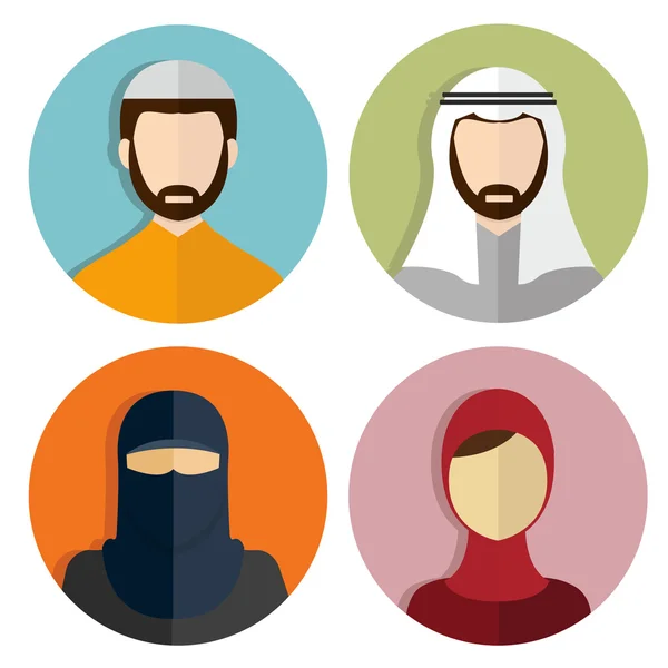 Muslimische Avatar-Ikonen — Stockvektor