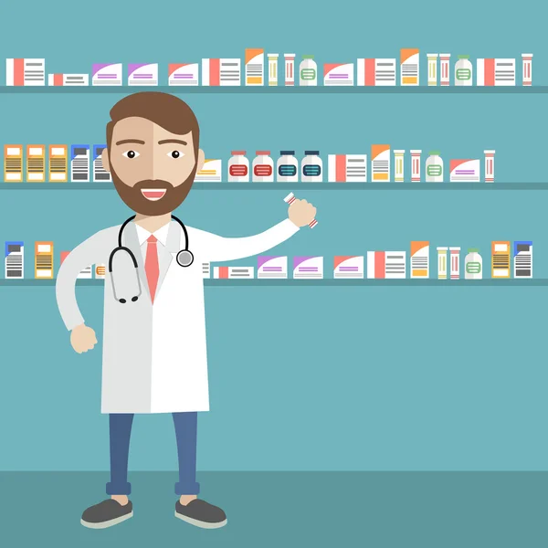 Illustration av en manlig farmaceut — Stock vektor