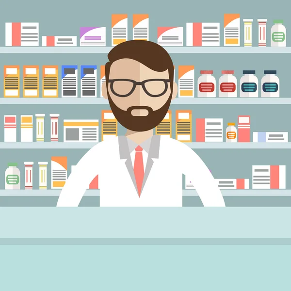 Ilustração de um farmacêutico masculino — Vetor de Stock