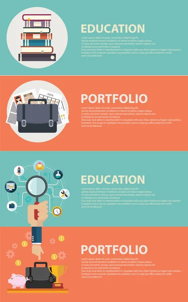 Online onderwijs en business portfolio banners — Stockvector