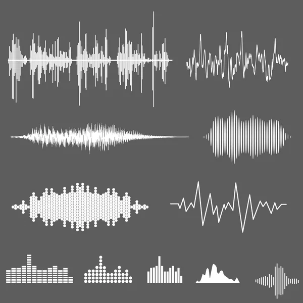 Ondas de sonido y pulso musical — Archivo Imágenes Vectoriales