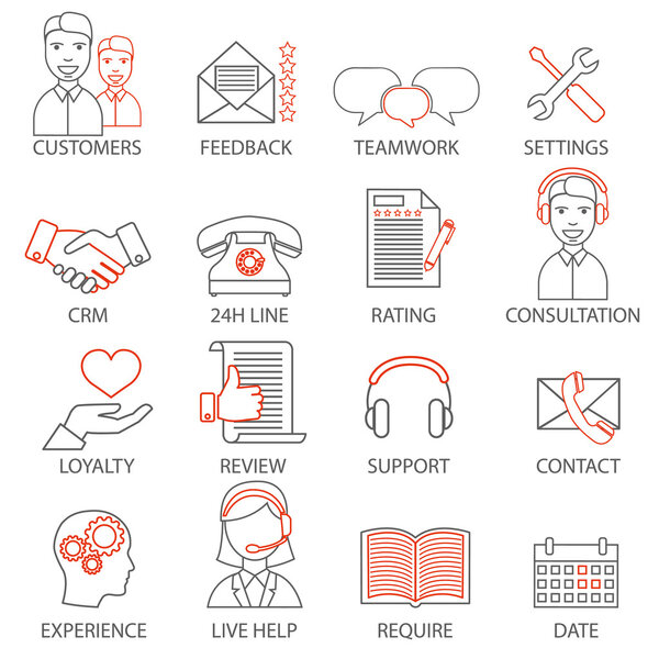 Иконки, связанные с поддержкой управления бизнесом
