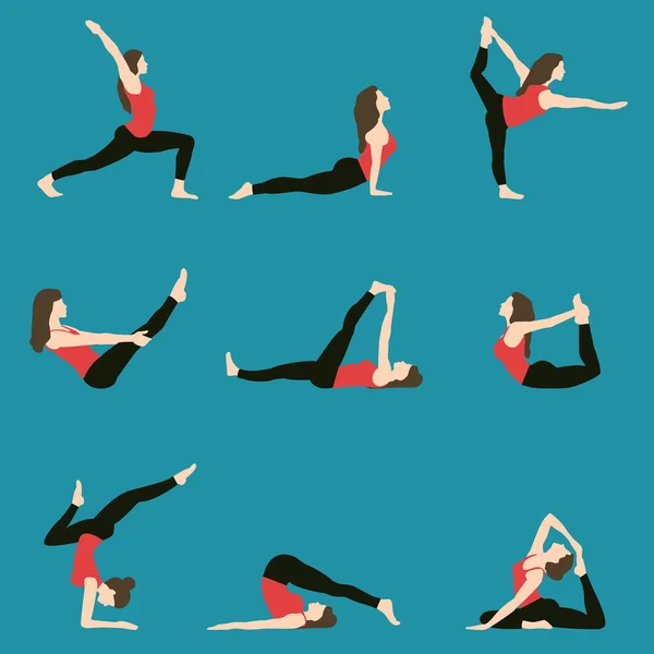 Conjunto de exercícios de ioga —  Vetores de Stock