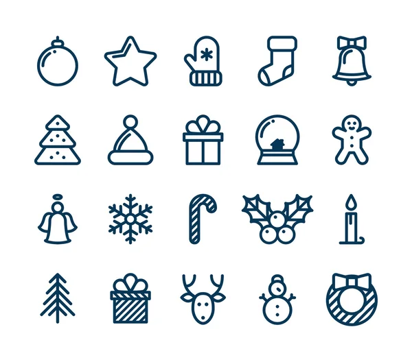 Colección de iconos de Navidad e invierno - set de vectores — Archivo Imágenes Vectoriales