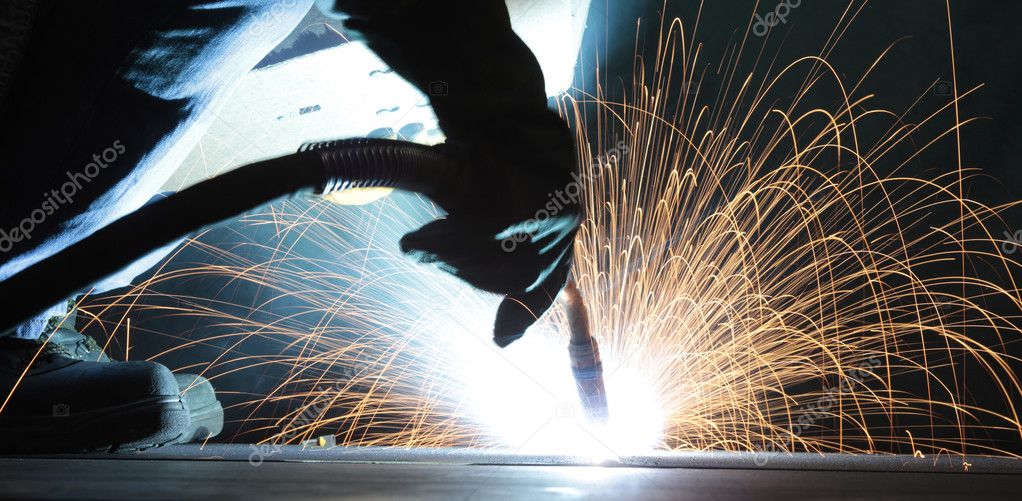 Welding and bright sparks