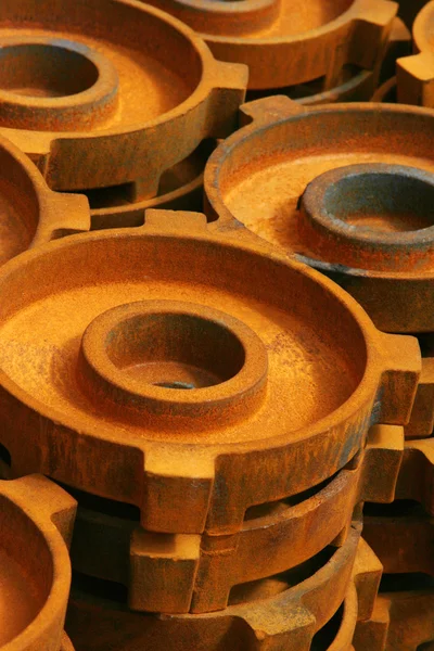 In the factory, circular steel pulley — Stock Photo, Image