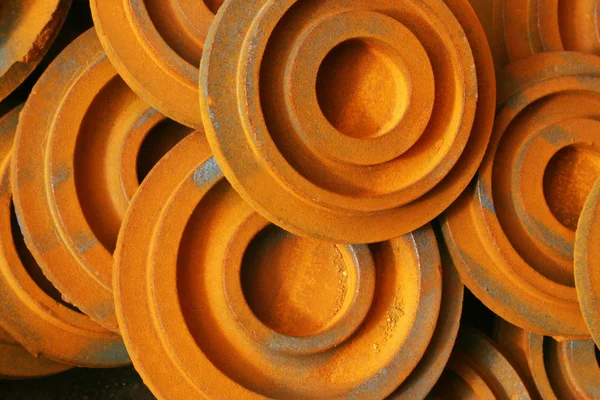 In the factory, circular steel pulley — Stock Photo, Image