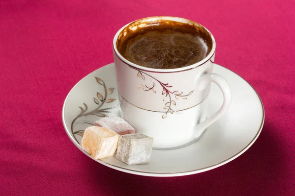 Traditional Turkish Coffee Turkish Delight — Stock Photo, Image