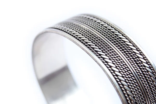 Silver Armband Vit Bakgrund — Stockfoto