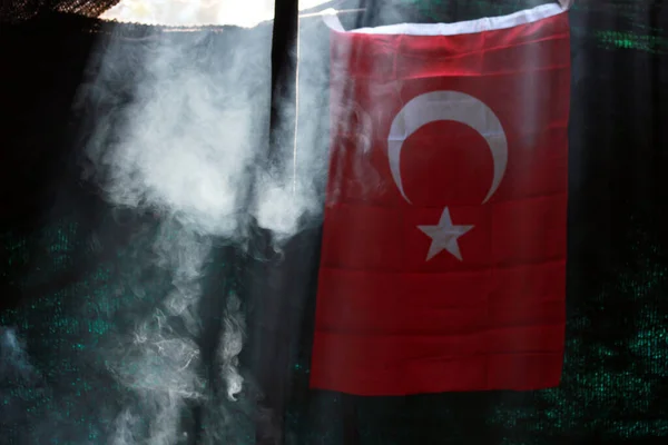 Türkische Flagge Türkischen Nomadenzelt — Stockfoto