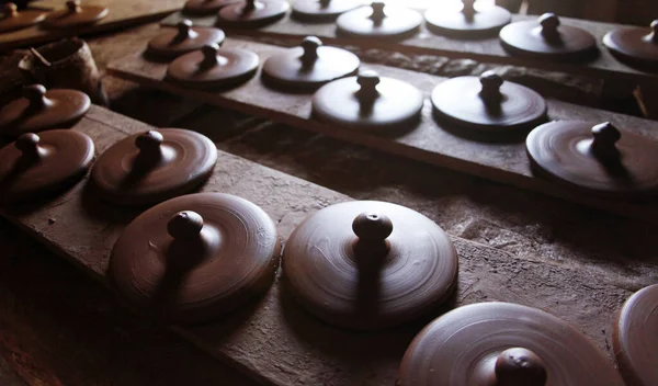 Elaboración Tradicional Macetas Artículos Hechos Mano Taller Cerámica —  Fotos de Stock