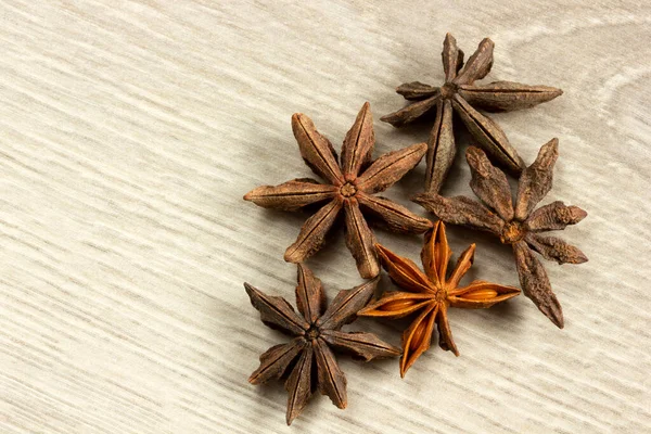 Star Anise Exotic Spice Wooden Table — Stock Photo, Image