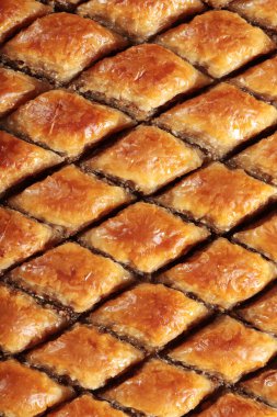 Geleneksel Türk tatlıları Baklava. Cevizli ve fıstıklı.