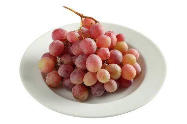 Tabakta taze üzüm var.