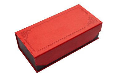 Deri ve kartondan yapılmış bir hediye kutusu.