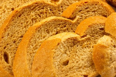 Dilimlenmiş ekmek. Sağlıklı yiyecekler. Arkaplan dokusu.