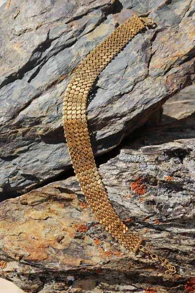 Pulseira Ouro Precioso Pedra — Fotografia de Stock