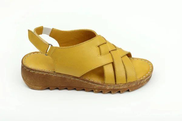 Vrouwelijke Sandalen Geïsoleerd Witte Achtergrond — Stockfoto