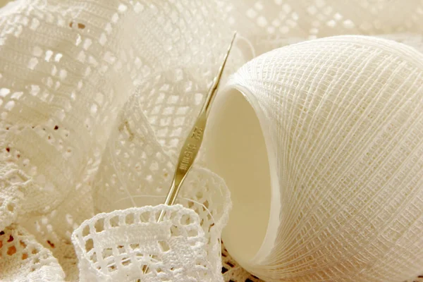 White Lace Yarn Lace — Stock Photo, Image