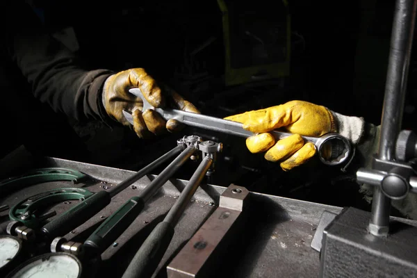 Workers Teamwork Factory Industrial Background — Stock Photo, Image